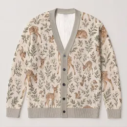 Bambi Woodland Fawn Forest Style for Cozy Everyday Outings and Nature-Loving Women All-over Print Knitted Cardigan
