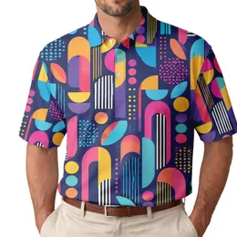 Colorful Geometric Golf Shapes For Summer Fairways And Resort Leisure Women Players Men's Polo Shirt