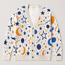 Celestial Stars And Moons For Everyday Layering, A Playful Look For Women Who Love Color All-over Print Knitted Cardigan