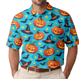 Halloween Jack O Lantern Pumpkin Witch Hat Style for Spooky Season Golf Fans and Friends Men's Polo Shirt