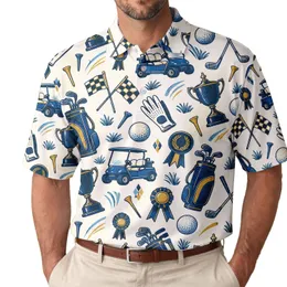 Golf Trophy Club Icons for Weekend Rounds, Country Club Style and Gifts for Him Men's Polo Shirt