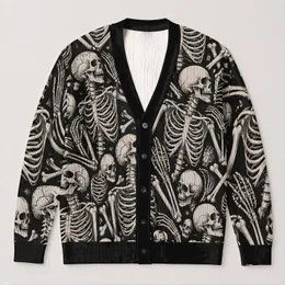 Monochrome Skeletons For Halloween Layers And Everyday Gothic Style For Women Fans All-over Print Knitted Cardigan