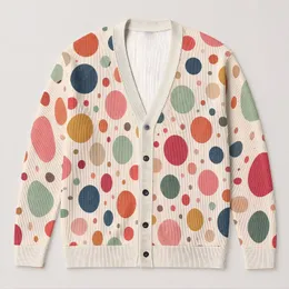 Multicolor Polka Dot Casual Layering Style for Everyday Weekend Wear and Brunch Looks All-over Print Knitted Cardigan