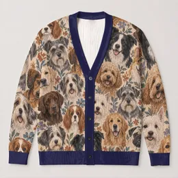 Playful Dog Portraits for Casual Everyday Layering, Weekend Walks, and Pet Lovers All-over Print Knitted Cardigan