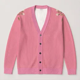 Pink Wildflower Sprigs for Cozy Autumn Walks and Relaxed Everyday Layering Style All-over Print Knitted Cardigan
