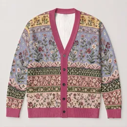 Vintage Floral Folk Garden Blooms for Cozy Autumn Layering and Everyday Wear for Women All-over Print Knitted Cardigan