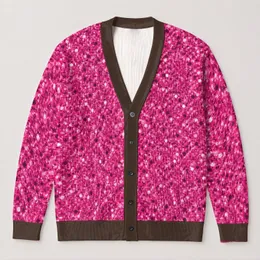 Magenta Glitter Speckle Style for Bold Everyday Layering and Evening Wear All-over Print Knitted Cardigan
