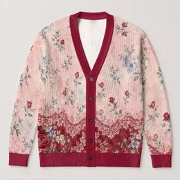Blush Rose And Lace Florals For Romantic Autumn Layering And Cozy Everyday Style For Women All-over Print Knitted Cardigan