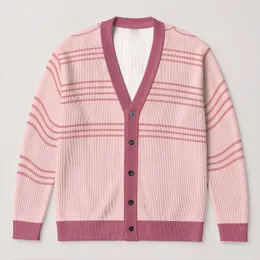 Blush Pink Looping Stripes for Soft Everyday Style and Whimsical Layering All-over Print Knitted Cardigan