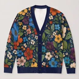 Colorful Botanical Blooms for Everyday Layering, Travel, and Weekend Style for Women All-over Print Knitted Cardigan