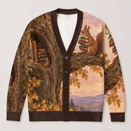 Squirrel And Woodland Books For Cozy Autumn Reading Days With Forest-Loving Teens All-over Print Knitted Cardigan