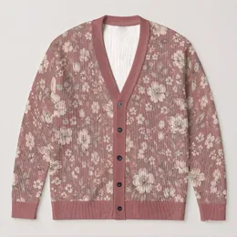 Dusty Rose Ivory Wildflower Blooms for Cozy Autumn Layering and Everyday Gifts for Her All-over Print Knitted Cardigan