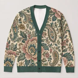 Vintage Botanical Paisley Florals for Relaxed Everyday Layering and Women’s Style Outfits All-over Print Knitted Cardigan