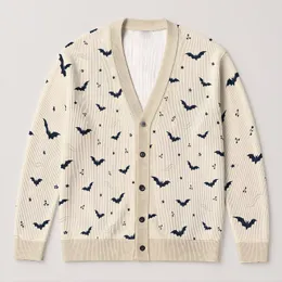 Midnight Bat And Star Motifs For Cozy Autumn Evenings And Everyday Gothic Layering All-over Print Knitted Cardigan
