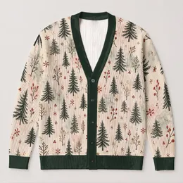 Evergreen Trees And Rustic Berry Sprigs For Cozy Holiday Gatherings And Cabin Weekends All-over Print Knitted Cardigan