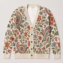 Bohemian Paisley Floral Blooms For Casual Layering, Weekend Travel, And Spring Days All-over Print Knitted Cardigan