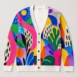 Vibrant Abstract Color Collage for Creative Everyday Layering and Art Lovers All-over Print Knitted Cardigan