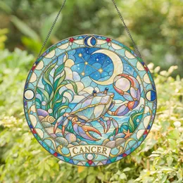 Cancer Crab Moon Zodiac Gift For Astrology Lovers, Birthday Decor And Coastal Homes Stained Glass Suncatcher