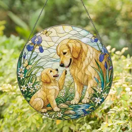 Golden Retriever Pair Memorial Keepsake for Dog Lovers and Cherished Pet Families at Home Stained Glass Suncatcher