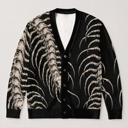 Gothic Centipede Skeletons for Alternative Everyday Layering All-over Print Knitted Cardigan