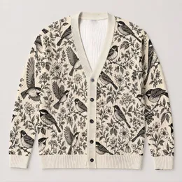Blackbird Wildflowers for Everyday Nature Walks and Vintage Cottage Style for Teens All-over Print Knitted Cardigan