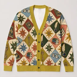 Vintage Books And Quills For Cozy Autumn Reading And Everyday Study All-over Print Knitted Cardigan