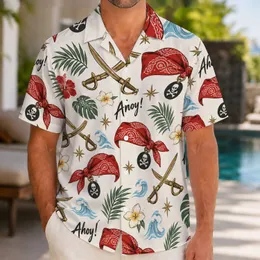 Pirate Cutlasses and Anchors for Caribbean Island Getaways and Coastal Holidays Hawaiian Shirt