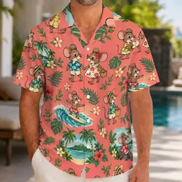 Playful Mouse Couple Island Getaway Gift for Cartoon Animal Fans and Summer Travelers Hawaiian Shirt