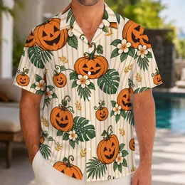 Pumpkin Lanterns and Autumn Stripes for Halloween Park Days and Fall Festival Fun Hawaiian Shirt