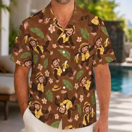 Cheerful Banana-Holding Chimp Motifs for Sunny Island Getaways and Beach Days Hawaiian Shirt