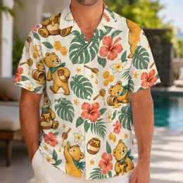Golden Honey Bear and Tropical Isles for Sunny Beach Getaways and Relaxed Summer Days Hawaiian Shirt