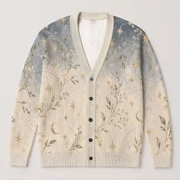 Celestial Star Trails And Botanical Vines For Dreamy Everyday Layering This Autumn All-over Print Knitted Cardigan