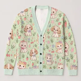 Pastel Kittens And Puppies For Cozy Everyday Layering, A Sweet Gift For Animal Lovers All-over Print Knitted Cardigan