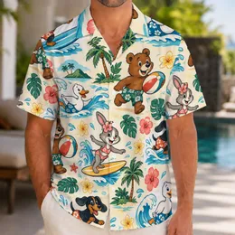 Cartoon Surfing Animal Friends for Sunny Beach Getaways and Tropical Summer Adventures Hawaiian Shirt