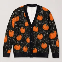 Pumpkins And Black Cats For Cozy Halloween And Autumn Outings For Women All Season Long All-over Print Knitted Cardigan