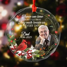 Personalized Memorial Glass Ornament – Custom Photo, Name & Dates Cardinal Keepsake, Sympathy Gift