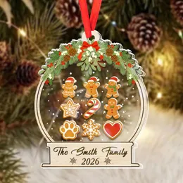 Personalized Family Shaker Ornament – Custom Names & Year Gingerbread Snow Globe Christmas Keepsake