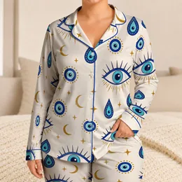 Blue Eye Celestial Motifs For Everyday Lounging, Travel And Vacation Gifts For Kids Satin Pajamas Set
