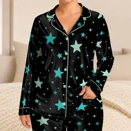 Midnight Star Scatter Cozy Bedtime Wear for Boys and Girls, Gift Ready for Sleepovers Satin Pajamas Set
