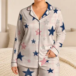 Ivory Blush Plaid Star Motif For Cozy Nights And Giftable Weekend Unwind For Women Satin Pajamas Set