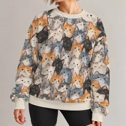 Colorful Cat Faces for Cozy Everyday Style and Weekend Casual Wear for Cat Lovers All-over Print Knitted Sweater