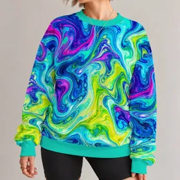 Neon Turquoise Magenta Fluid Marble Waves For Festival Streetwear And Bold Casual Style All-over Print Knitted Sweater