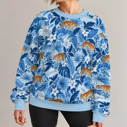 Blue Tiger and Tropical Foliage for Travel Adventures and Everyday Nature Lovers All-over Print Knitted Sweater