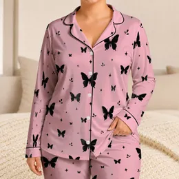 Matte Black Butterfly Scatter For Cozy Lounge Nights And Giftable Bedtime Outfits Satin Pajamas Set