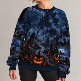 Gothic Castle and Glowing Jack-o'-Lanterns for Halloween Night and Autumn Gatherings All-over Print Knitted Sweater