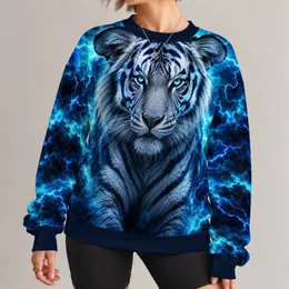 Fierce Blue-Eyed Tiger And Electric Lightning For Bold Everyday Style All-over Print Knitted Sweater