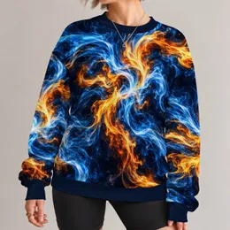 Blue And Amber Flame Swirls For Bold Nightlife Style And Everyday Wear All-over Print Knitted Sweater