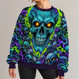 Neon Green Skull Art for Gothic Concert Nights and Alternative Streetwear Fans All-over Print Knitted Sweater