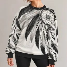 Monochrome Feather Dreamcatcher for Festival Style and Everyday Boho Wear All-over Print Knitted Sweater