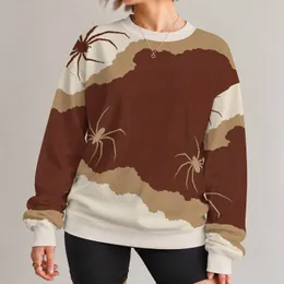 Rust Brown Spider Motifs for Halloween Parties and Everyday Autumn Streetwear Looks All-over Print Knitted Sweater